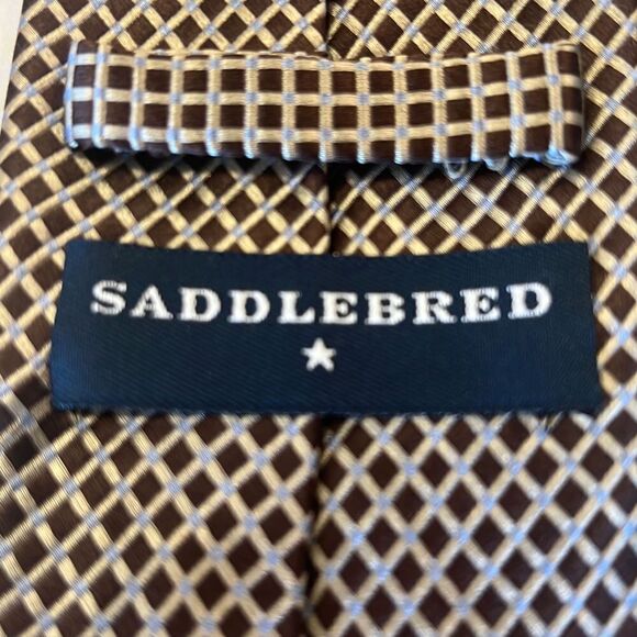 Saddlebred Men’s Tie - 100% Silk - brown/blue - Picture 5 of 8